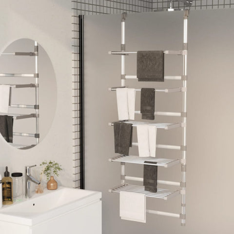 5-Tier Hanging Laundry Drying Rack Aluminium 344384