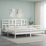 Bed Frame without Mattress White Super King Size Solid Wood 3194912