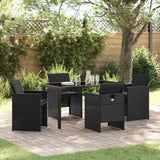 Garden Dining Set with Cushion 5 pcs Black Poly Rattan 3379945