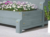 2-Tier Garden Bed with Trellis, Wooden Elevated Planter Box with Drainage Holes, Outdoor T3398P328034