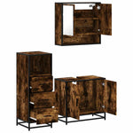 ZNTS 3 Piece Bathroom Furniture Set Smoked Oak Engineered Wood 3301037