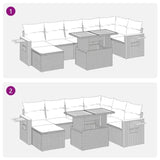 8 Piece Garden Sofa Set with Cushions Black Poly Rattan Acacia 3327625