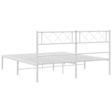 Metal Bed Frame without Mattress with Headboard White 120x200cm 372324