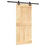 Sliding Door Natural and Black 90 x 210 cm Solid Pine Wood 3445064