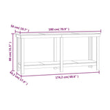 Work Bench White 180x50x80 cm Solid Wood Pine 822512