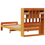 ZNTS Bookcase Bed without Mattress Wax Brown 90x190 cm Single Solid Wood Pine 3308905
