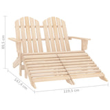 Garden Chair Natural Wood Solid Fir Wood 2-Seater Detachable 315912