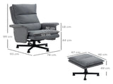Swivel Recliner Chair and Footstool, Upholstered Massage Recliner Armchair with Remote Control, T3398P343286