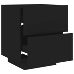 ZNTS Bedside Cabinet with LED Lights Black Engineered Wood 836737