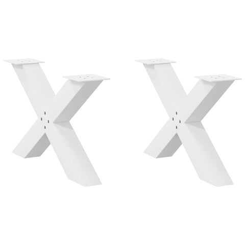 ZNTS Coffee Table Legs X-Shaped 2 pcs White 70x cm Steel 4012965