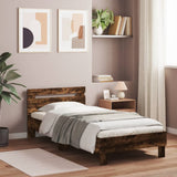Bed Frame without Mattress with LED Lights Smoked Oak 90x200 cm 838719