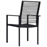 Dining Set Black Powder-Coated Steel Large Durable Dining Set 3060259