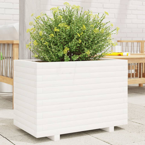 ZNTS Garden Planter White 70x40x49.5 cm Solid Wood Pine 3282550