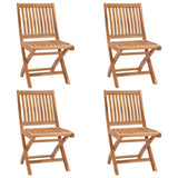 ZNTS Folding Garden Chairs 4 pcs Solid Teak Wood 3072804