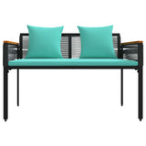 Outdoor Bench Black and Turquoise 117 x 54 x 74.5 cm 42025242
