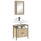 Bathroom Furniture Set with Shelf 2 pcs Brown Engineered wood 3345132