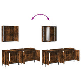 3 Piece Bathroom Cabinet Set Smoked Oak Engineered Wood 3214732