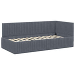 Corner Bed Frame with Headboard Dark grey 90 x 190 cm Velvet 42016257