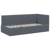 Corner Bed Frame with Headboard Dark grey 90 x 190 cm Velvet 42016257