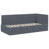 Corner Bed Frame with Headboard Dark grey 90 x 200 cm Velvet 42016267