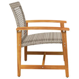 Garden Chairs 2 pcs Grey Poly Rattan and Acacia Wood 367596