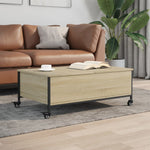 ZNTS Coffee Table with Wheels Sonoma Oak 91x55x34 cm Engineered Wood 842297