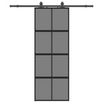Sliding Door with Hardware Set Black 76x205 cm Tempered Glass 3375835