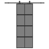 Sliding Door with Hardware Set Black 76x205 cm Tempered Glass 3375835
