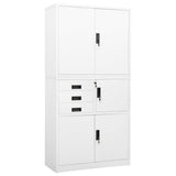 Office Cabinet White Steel Large Height-Adjustable Shelves 336413