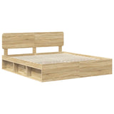Bed Frame with Headboard Sonoma 200 x 200 cm Solid Pine Wood 3412035