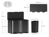 3 x 15L Pedal Bin, Steel Triple Kitchen Bin with Soft Close Lid, Removable Inner Buckets, T3398P344678