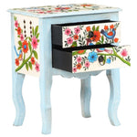 ZNTS Hand Painted Bedside Cabinet 40x30x50 cm Solid Mango Wood 323541