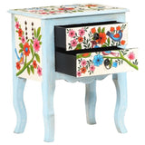 ZNTS Hand Painted Bedside Cabinet 40x30x50 cm Solid Mango Wood 323541