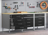 Work Cabinet with Drawer 3 pcs Black and Grey 150 x 55 x 85 cm 3321368
