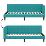 Corner Bed Frame with Headboard Turquoise 90 x 190 cm Velvet 42016346