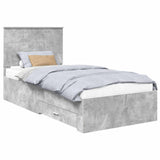 Bed Frame with Drawer Concrete Grey 90 x 200 cm Engineered Wood 3411353