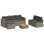 ZNTS 5 Piece Garden Sofa Set with Cushions Grey Poly Rattan Acacia 3213538