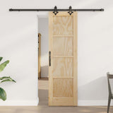 Sliding Door Natural and Black 61 x 198.5 cm Solid Pine Wood 3333520