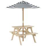 Picnic Table for 4 Kids with Umbrella Solid Wood Fir 3281614