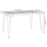 Garden Table with Hairpin Legs 140x80x75 cm Solid Wood Acacia 319519