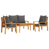4 Piece Garden Lounge Set with Cushions Solid Wood Acacia 3211796