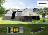 8-Person Camping Tent, Waterproof Family Tent, Tunnel Design, 4 Large Windows, Sleeping Cabins T3398P348722