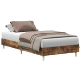 Bed Frame No Mattress Smoked Oak 75x190 cm Small Single Engineered Wood 861097