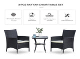 3 Pieces Rattan Bistro Set, Wicker Garden Furniture Set with 2-Tier Coffee Table and Chairs, T3398P314226