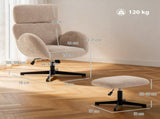 Swivel Armchair and Footstool Set, Height Adjustable Accent Chair with Adjustable Headrest, Rocking T3398P548764