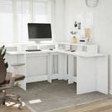 Desk with LED Lights White 152x152x91 cm Engineered Wood 3309456