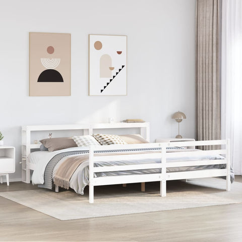 Bed Frame without Mattress White 200x200 cm Solid Wood Pine 3305835