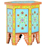 ZNTS Hand-painted Side Table Multicolour 38x33x42 cm Solid Mango Wood 285879