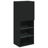 4 Piece TV Wall Units with LED Black Engineered Wood 3216655