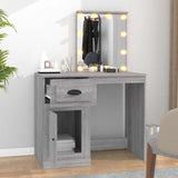 Dressing Table with LED Grey Sonona 90x50x132.5 cm Engineered Wood 816774